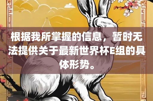 根据我所掌握的信息，暂时无法提供关于最新世界杯E组的具体形势。