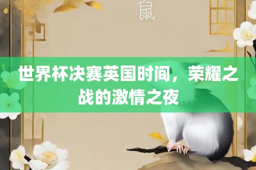 世界杯决赛英国时间，荣耀之战的激情之夜漯河市盈旭机械设备有限公司