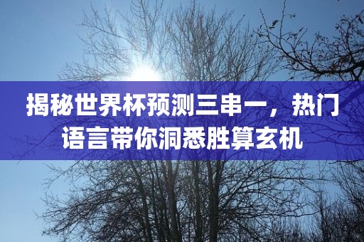 揭秘世界杯预测三串一，热门语言带你洞悉胜算玄机