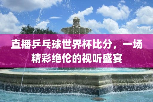 直播乒乓球世界杯比分，一场精彩绝伦的视听盛宴