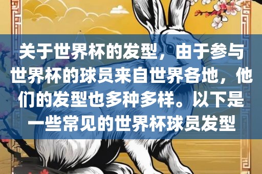关于世界杯的发型，由于参与世界杯的球员来自世界各地，他们的发型也多种多样。以下是一些常见的世界杯球员发型