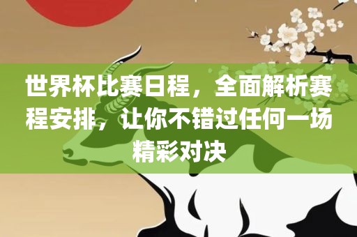 世界杯比赛日程，全面解析赛程安排，让你不错过任何一场精彩对决