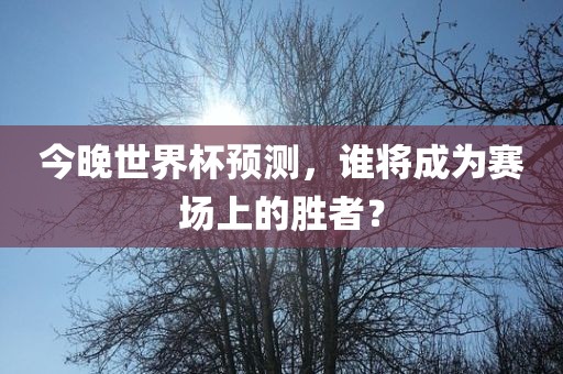 今晚世界杯预测，谁将成为赛场上的胜者？