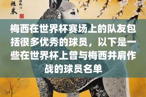 梅西在世界杯赛场上的队友包括很多优秀的球员，以下是一些在世界杯上曾与梅西并肩作战的球员名单