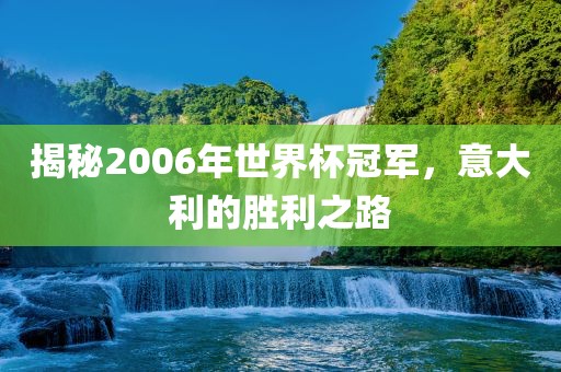 揭秘2006年世界杯冠军，意大利的胜利之路
