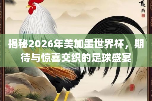 揭秘2026年美加墨世界杯，期待与惊喜交织的足球盛宴漯河市盈旭机械设备有限公司
