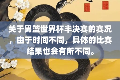 关于男篮世界杯半决赛的赛况，由于时间不同，具体的比赛结果也会有所不同。