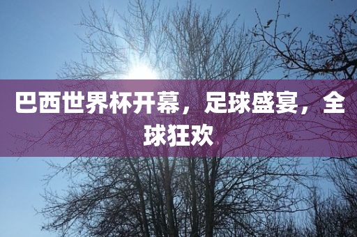 巴西世界杯开幕，足球盛宴，全球狂欢