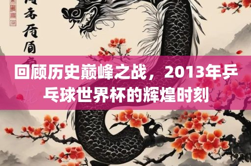 回顾历史巅峰之战，2013年乒乓球世界杯的辉煌时刻