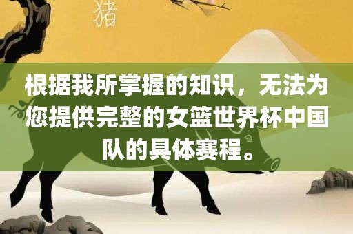 根据我所掌握的知识，无法为您提供完整的女篮世界杯中国队的具体赛程。