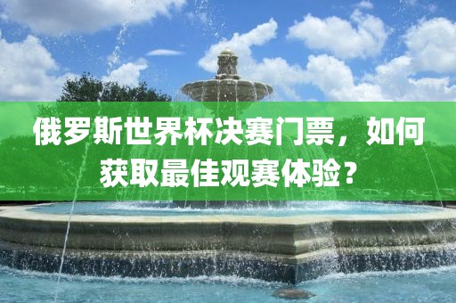 俄罗斯世界杯决赛门票，如何获取最佳观赛体验？